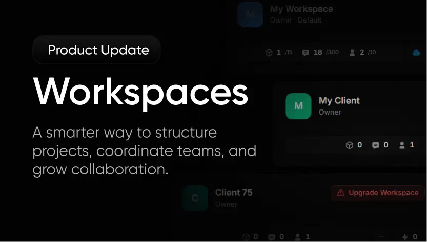 GeoGen workspaces view listing separate client workspaces for an agency